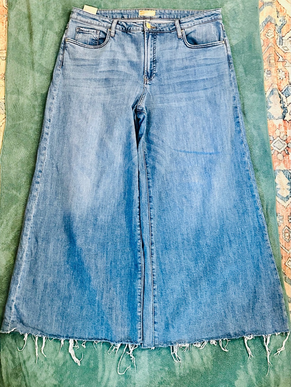 KUT From The Kloth Wide Leg Cropped Jeans Raw Hem Women’s Size 16
